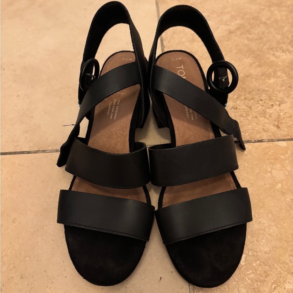 Toms Black Strappy Sandals